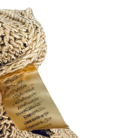 ALICE + OLIVIA Cotton Blend Round Neck Beige Girl Sweater Loose Knit Small Coast - Picture 3 of 6